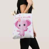 Cute Little Pink Baby Girl Elephant Tote Bag (Dichtbij)
