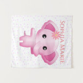 Cute Little Pink Baby Girl Elephant Wandkleed (Voorkant (horizontaal))