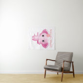 Cute Little Pink Baby Girl Elephant Wandkleed (In Situ (horizontaal))