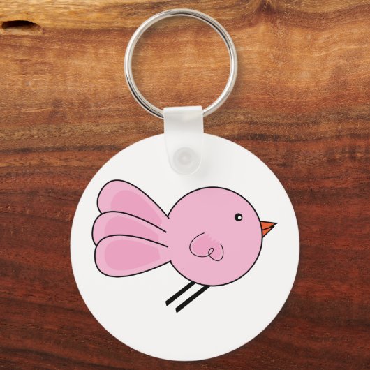 Cute Little Pink Bird Keychain (Voorkant)