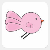 Cute Little Pink Bird Square Sticker (Voorkant)