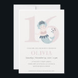 Cute Little Pink Blue Mermaid 16th Birthday Invite Bedankkaart<br><div class="desc">Als u nog meer aanpassingen nodig hebt,  kunt u mij op yellowfebstudio@gmail.com vrij klikken.</div>