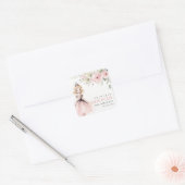 Cute Little Pink Princess Rose Floral Birthday Vierkante Sticker (Envelop)