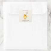 Cute Little Pink Yellow Happy Monster Baby shower Vierkante Sticker (Tas)