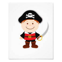 Cute Little Pirate Boy Cartoon Illustration Foto Afdruk