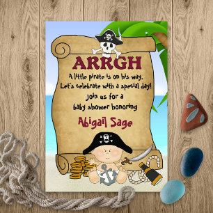 Cute Little Pirate Boys Buccaneer Baby shower Kaart