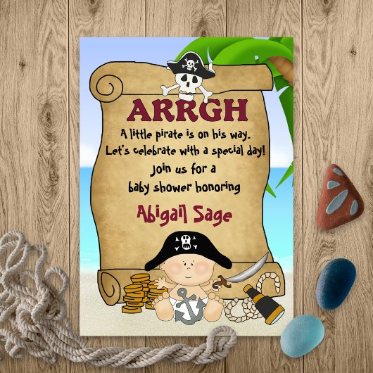 Cute Little Pirate Boys Buccaneer Baby shower Kaart