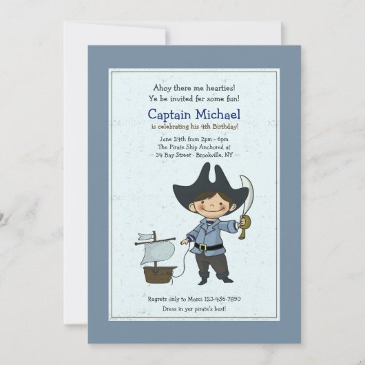 Cute Little Pirate Invitation Kaart (Voorkant)