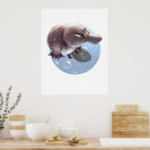 Cute Little Platypus Illustrated Print Poster (Keuken)