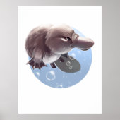 Cute Little Platypus Illustrated Print Poster (Voorkant)