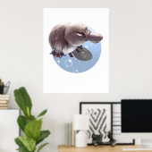 Cute Little Platypus Illustrated Print Poster (Thuiskantoor)
