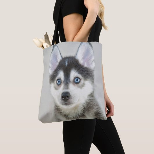 Cute Little Pomsky Puppy Tote Bag (Dichtbij)