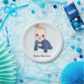 Cute Little Prince Baby Boy Shower Papieren Bordje (Feest)