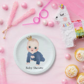 Cute Little Prince Baby Boy Shower Papieren Bordje (Feest)