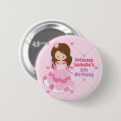 Cute Little Princess Birthday Party Pink Paars Ronde Button 5,7 Cm (Voorkant /achterkant)