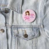 Cute Little Princess Birthday Party Pink Paars Ronde Button 5,7 Cm (In situ)