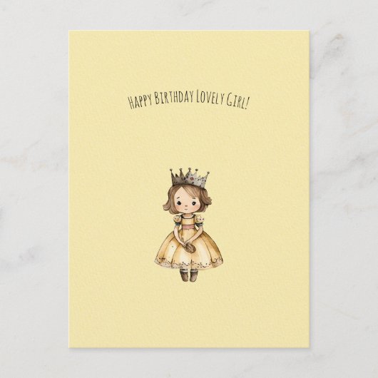 Cute Little Princess Girl Happy Birthday Card Briefkaart (Voorkant)
