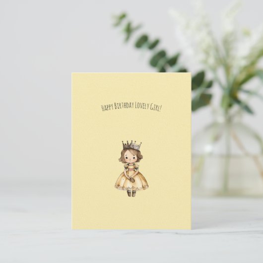 Cute Little Princess Girl Happy Birthday Card Briefkaart (Staand voorkant)