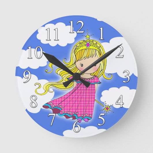 Cute Little Princess Girls Clock Ronde Klok (Voorkant)