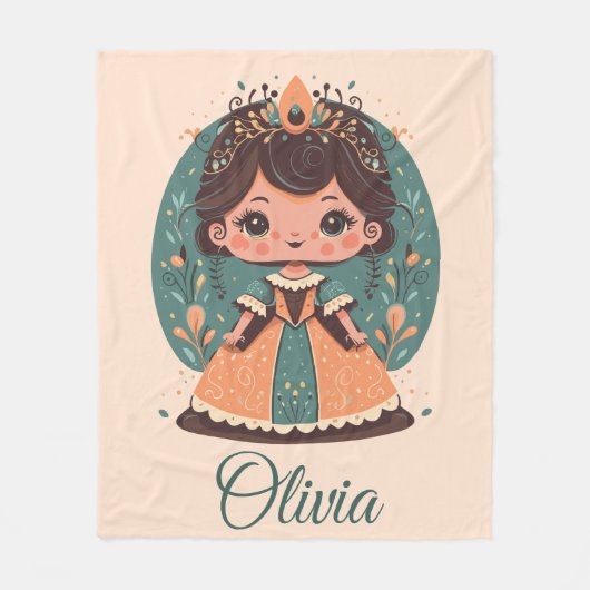 Cute Little Princess Personalized Fleece Deken (Voorkant)