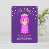 Cute Little Princess & Stars op Royal Paars Kaart (Staand voorkant)