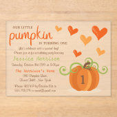 Cute Little Pumpkin 1st Birthday Acryl Uitnodigingen (Voorkant)