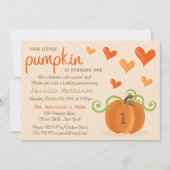 Cute Little Pumpkin 1st Birthday Invitations Kaart (Voorkant)