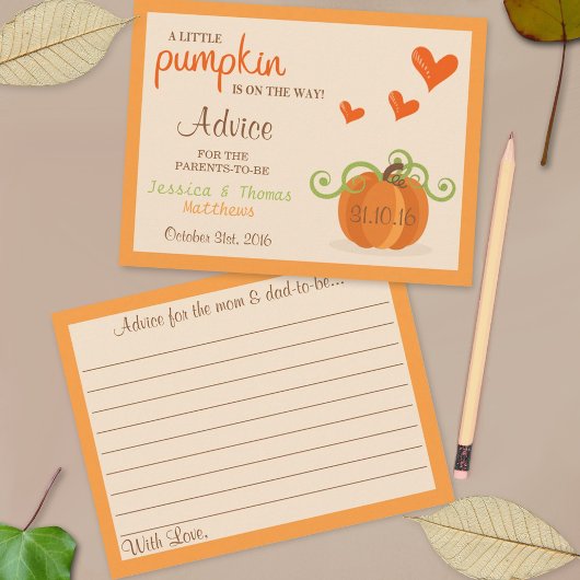 Cute Little Pumpkin Baby shower Advice Kaarten