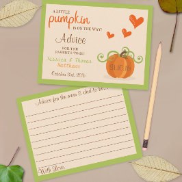 Cute Little Pumpkin Baby shower Advice Kaarten