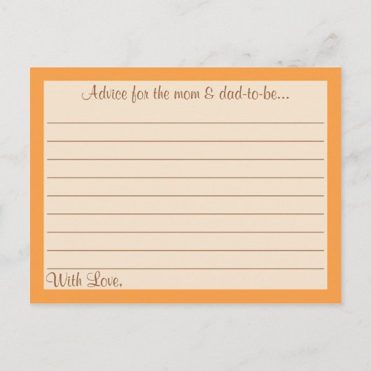 Cute Little Pumpkin Baby shower Advice Kaarten (Achterkant)