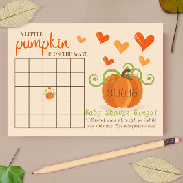 Cute Little Pumpkin Baby shower Bingo Cards
