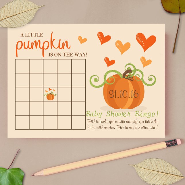 Cute Little Pumpkin Baby shower Bingo Cards (Creator heeft geüpload)