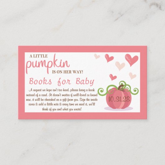 Cute Little Pumpkin Baby Shower Book Request Informatiekaartje (Voorkant)
