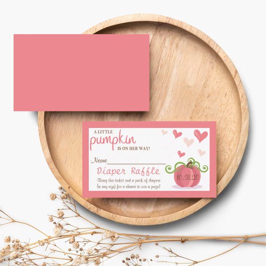 Cute Little Pumpkin Baby shower Diaper Raffle Informatiekaartje