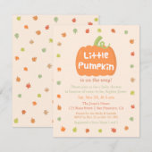 Cute Little Pumpkin Baby Shower Invitations Kaart (Voorkant / Achterkant)