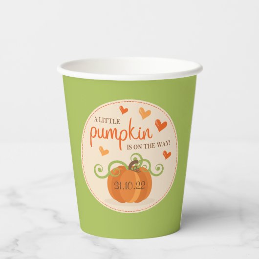 Cute Little Pumpkin-Baby shower Papieren Bekers (Achterkant)