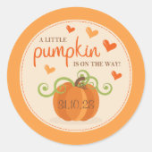 Cute Little Pumpkin-Baby shower Ronde Sticker (Voorkant)