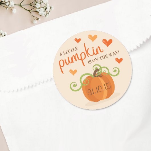 Cute Little Pumpkin-Baby shower Ronde Sticker