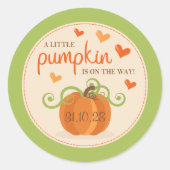 Cute Little Pumpkin-Baby shower Ronde Sticker (Voorkant)