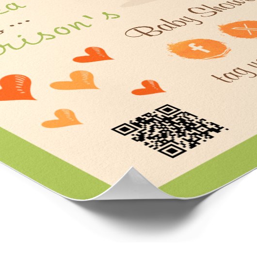 Cute Little Pumpkin Baby Shower Welcome Sign  Poster (Hoek)