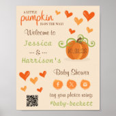 Cute Little Pumpkin Baby Shower Welcome Sign  Poster (Voorkant)