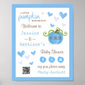 Cute Little Pumpkin Baby Shower Welcome Sign  Poster (Voorkant)