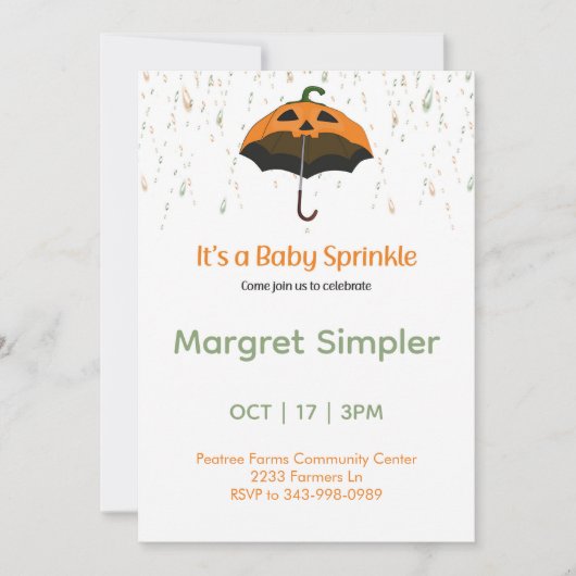 Cute Little Pumpkin Baby Sprinkle Kaart (Voorkant)