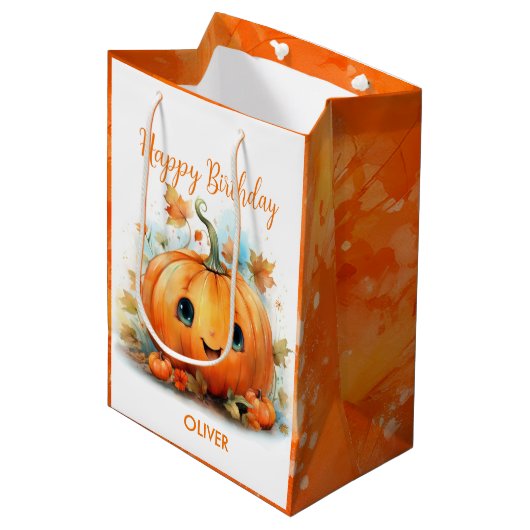 Cute Little Pumpkin Birthday Medium Cadeauzakje (Voorkant Gekanteld)