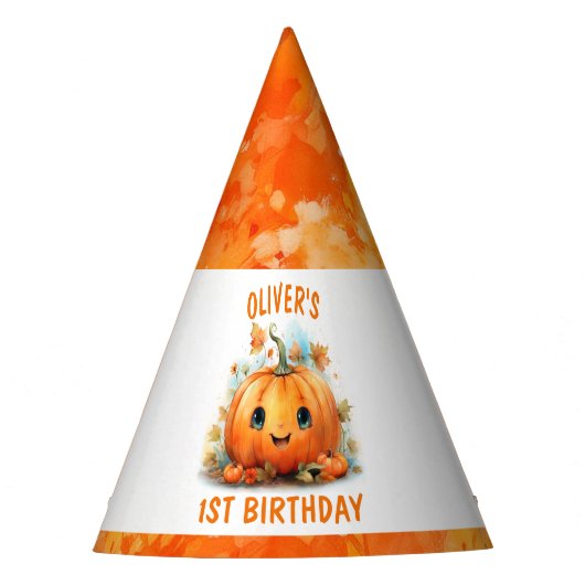 Cute Little Pumpkin Birthday Party Feesthoedjes (Voorkant)