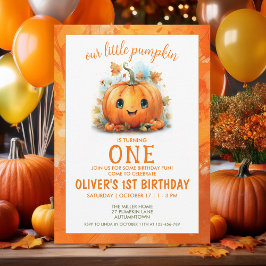 Cute Little Pumpkin Birthday Party Invitation Kaart