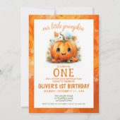 Cute Little Pumpkin Birthday Party Invitation Kaart (Voorkant)