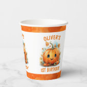 Cute Little Pumpkin Birthday Party Papieren Bekers (Achterkant)
