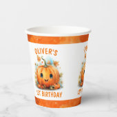 Cute Little Pumpkin Birthday Party Papieren Bekers (Voorkant)