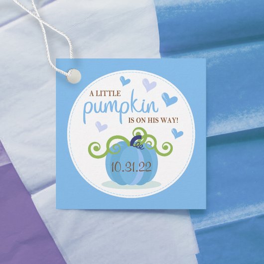 Cute Little Pumpkin Boys Baby shower Bedankjes Labels